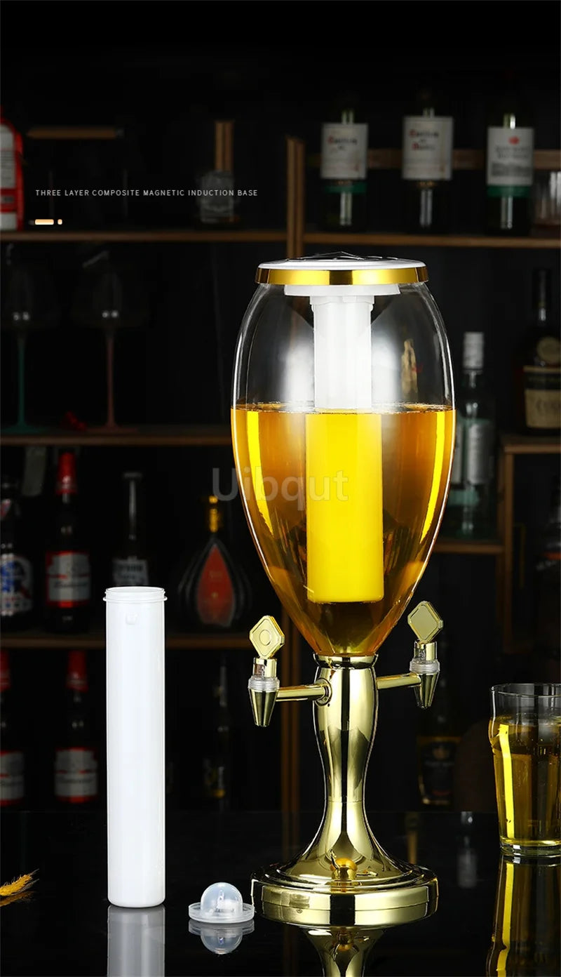 Canhão de vinho de cabeça dupla 1,5L 3L canhão de cerveja de pressão comercial máquina de cerveja luminosa torre de vinho bar ktv barril de cerveja de pressão 5L