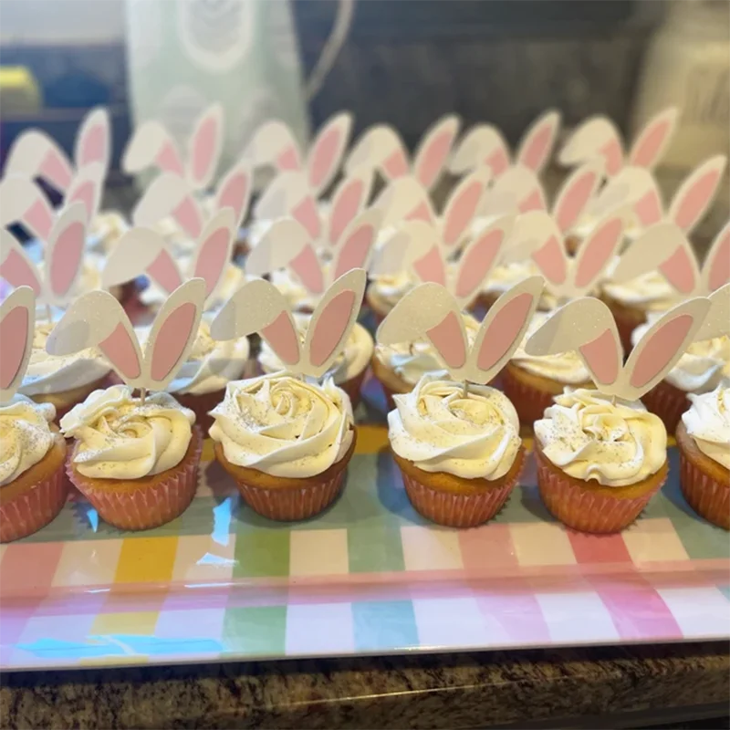 Lindos toppers de cupcake com orelhas de coelho da Páscoa, decoração