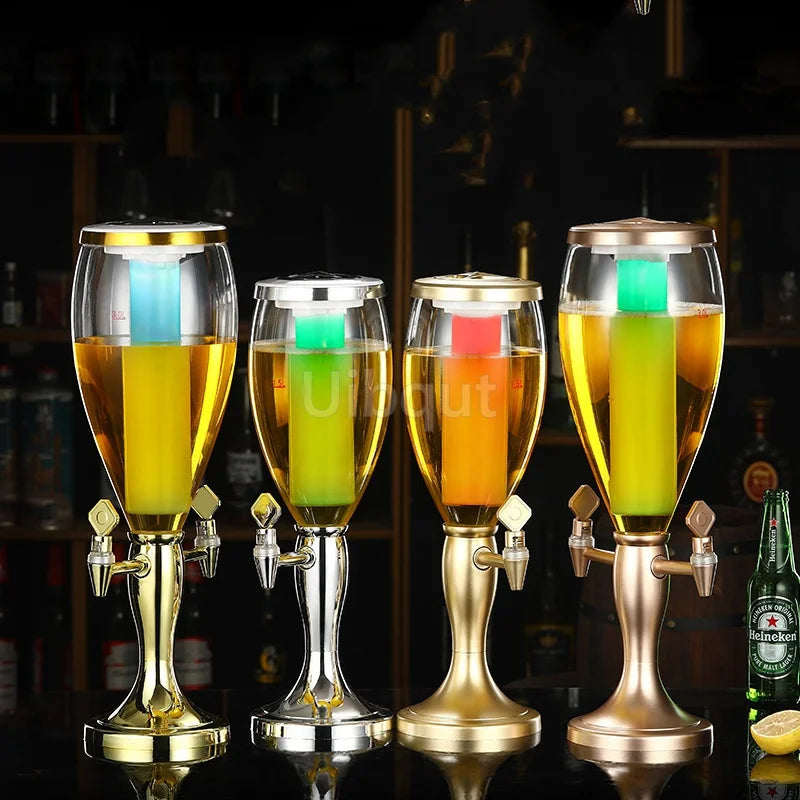 Canhão de vinho de cabeça dupla 1,5L 3L canhão de cerveja de pressão comercial máquina de cerveja luminosa torre de vinho bar ktv barril de cerveja de pressão 5L