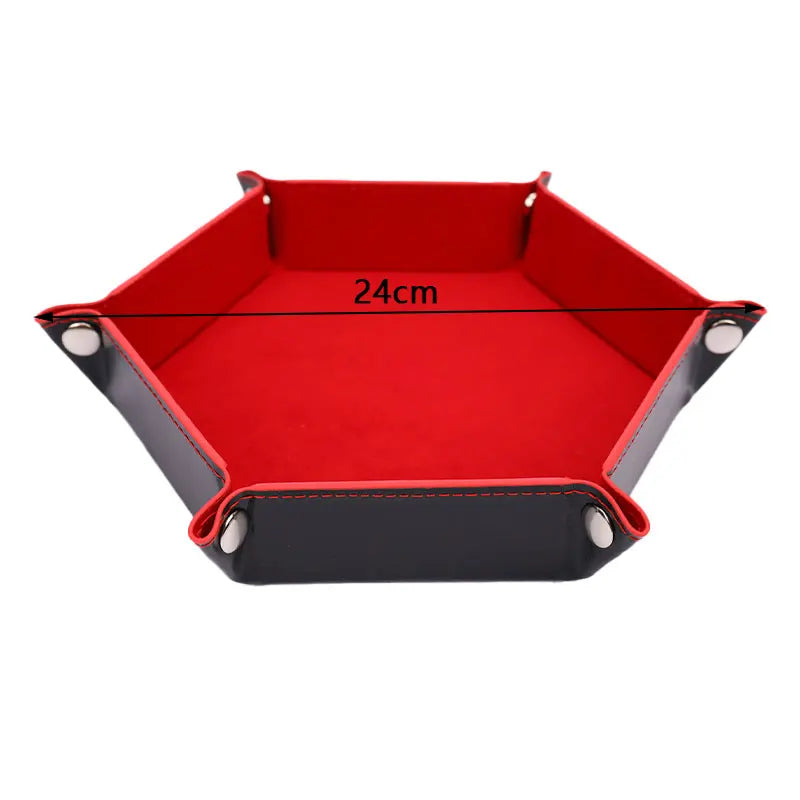 Nova caixa de bandeja hexagonal dobrável para dados, caixa de couro PU para armazenamento de mesa, bandeja quadrada para moedas hexagonais dobráveis, jogo de dados, 6 estilos