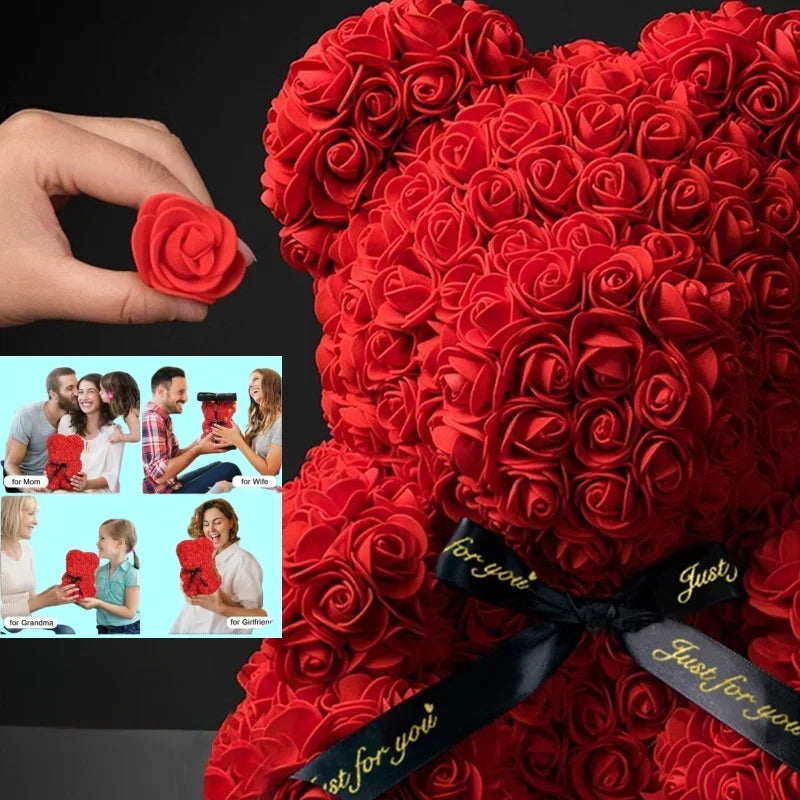 Nova Flor Artificial Eterna Rosa Urso de Pelúcia para Dia das Mães, Aniversário, Dia dos Namorados, Presentes e Decorações de Aniversário