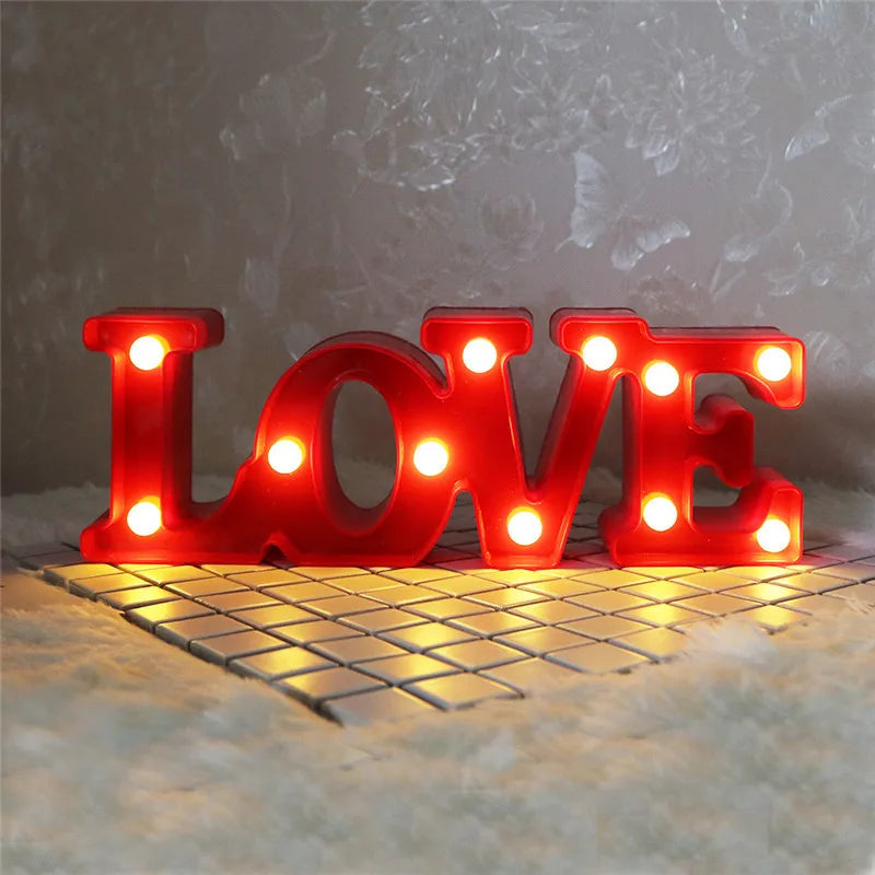 Lâmpada LED Love, Heart, Festa de Casamento, Romântico, Vermelho, Rosa, Luz Noturna, Enfeite Aniversário, Dia dos namorados
