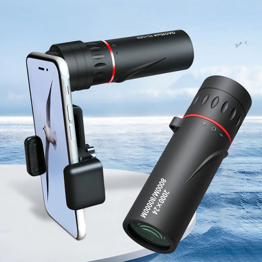 Telescópio monocular HD 2000x24, mini telescópio portátil com zoom para áreas externas, telescópio para viagem, caminhada, acampamento, observação de pássaros