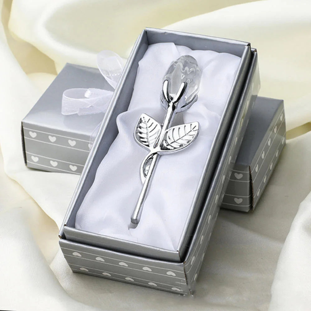 Presente de dia dos namorados cristal, vidro rosa flor artificial prata ouro