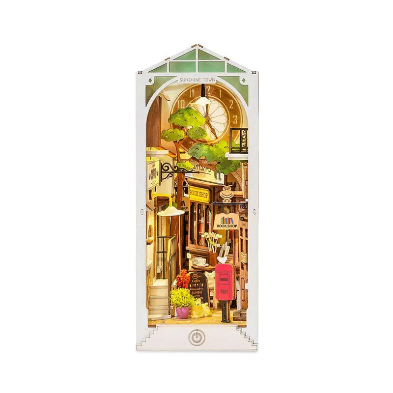 Book Nook Sunshine Town - Kit DIY Miniatura 3D com Iluminação LED