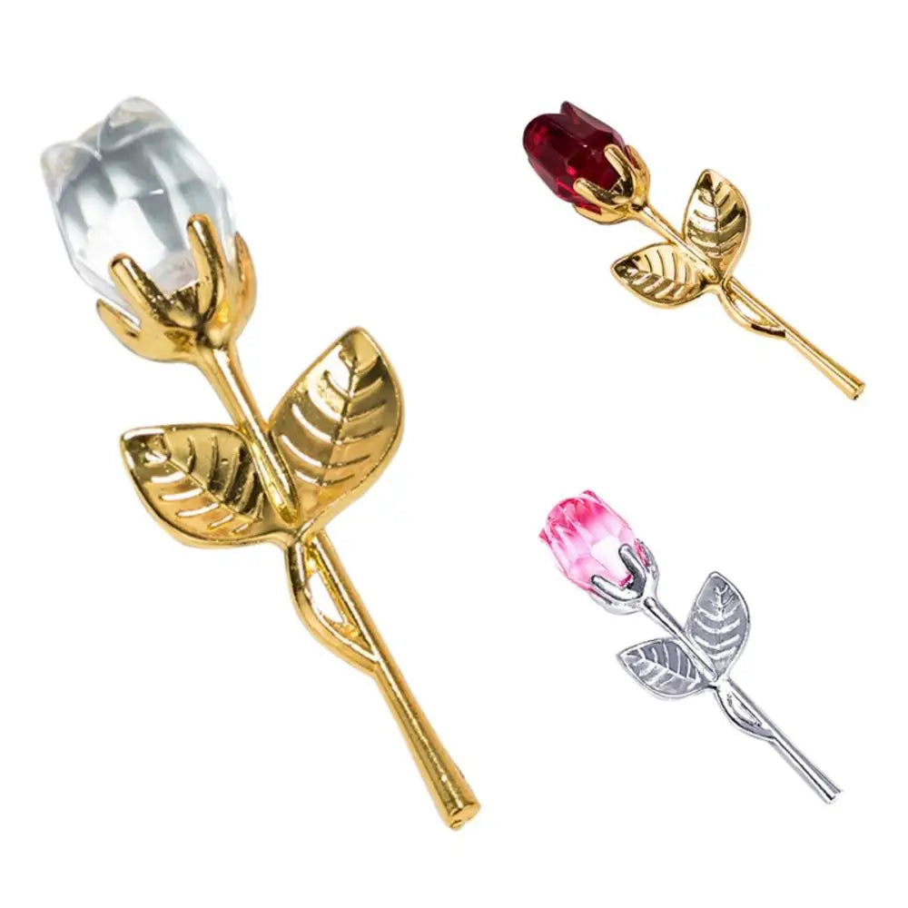 Presente de dia dos namorados cristal, vidro rosa flor artificial prata ouro