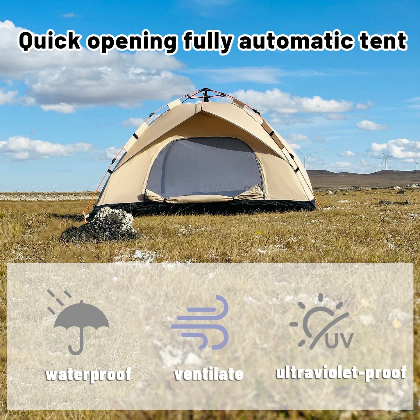 Tenda automática de abertura rápida para áreas externas, barraca automática à prova de chuva e sol, abrigo para pesca, praia e sol, barracas para 4 pessoas