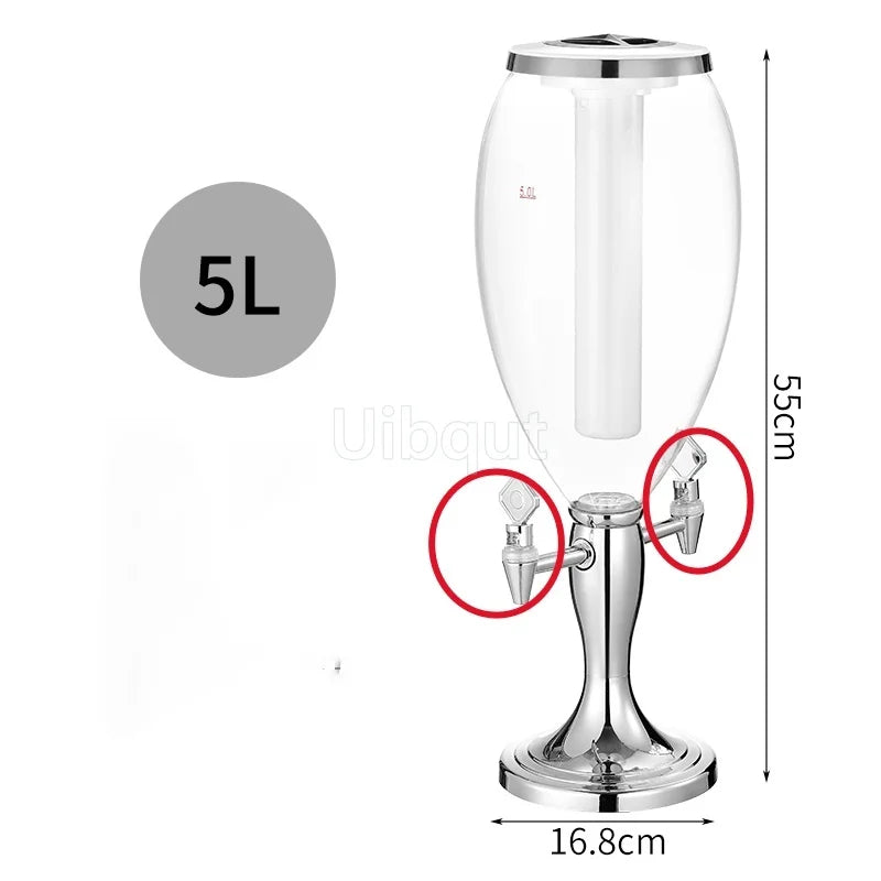 Canhão de vinho de cabeça dupla 1,5L 3L canhão de cerveja de pressão comercial máquina de cerveja luminosa torre de vinho bar ktv barril de cerveja de pressão 5L