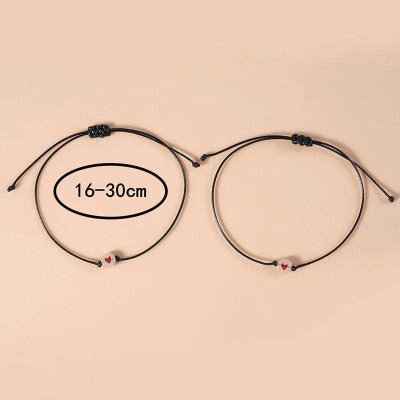 2Pcs/Set Pinky Promise Pulseiras Amizade, Casal Combinando, Pulseira Luminosa Coração, Contas Elásticas, Corda, Presentes Dia dos Namorados
