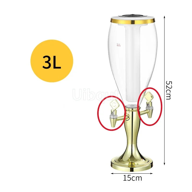 Canhão de vinho de cabeça dupla 1,5L 3L canhão de cerveja de pressão comercial máquina de cerveja luminosa torre de vinho bar ktv barril de cerveja de pressão 5L