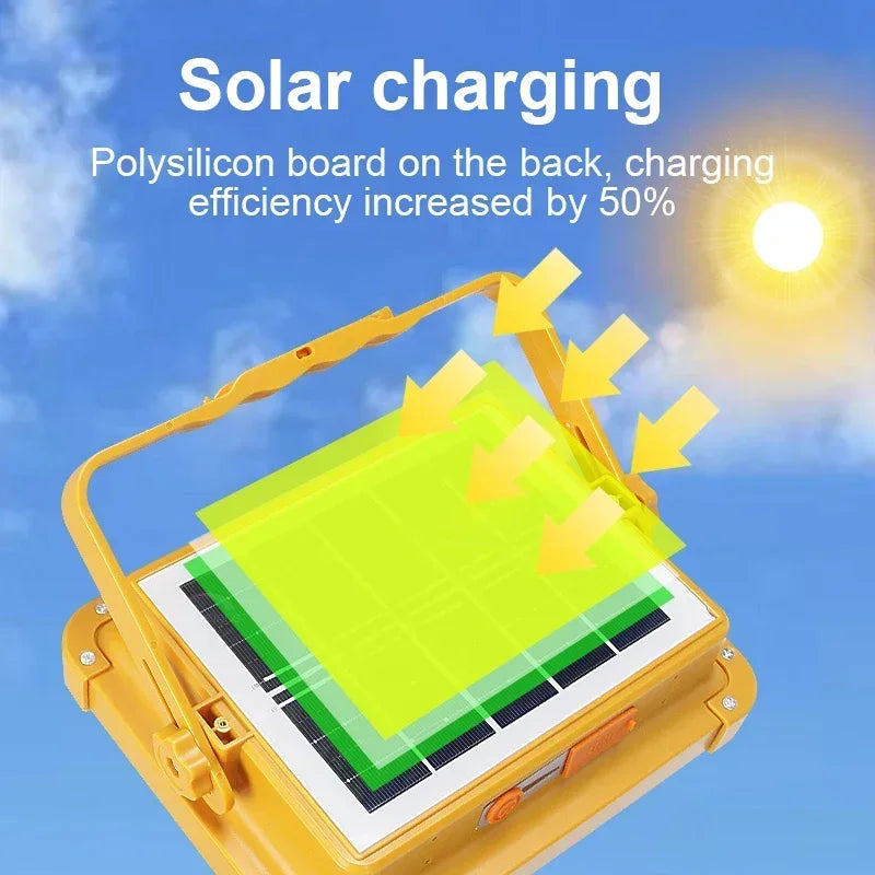 Lanterna de acampamento 20000mAh de alta energia solar recarregável LED para barraca com ímã, lanterna potente, banco de energia, lâmpada de emergência para reparo