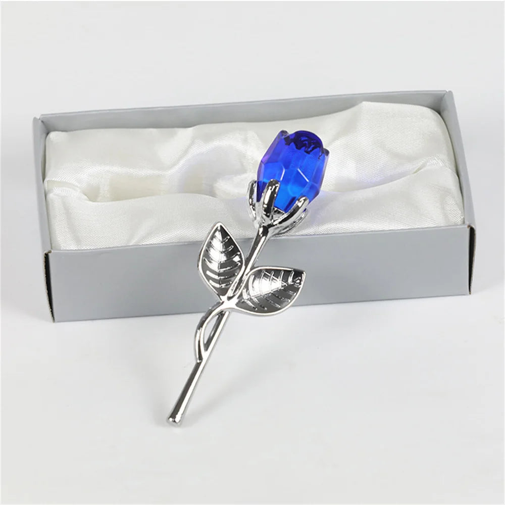 Presente de dia dos namorados cristal, vidro rosa flor artificial prata ouro