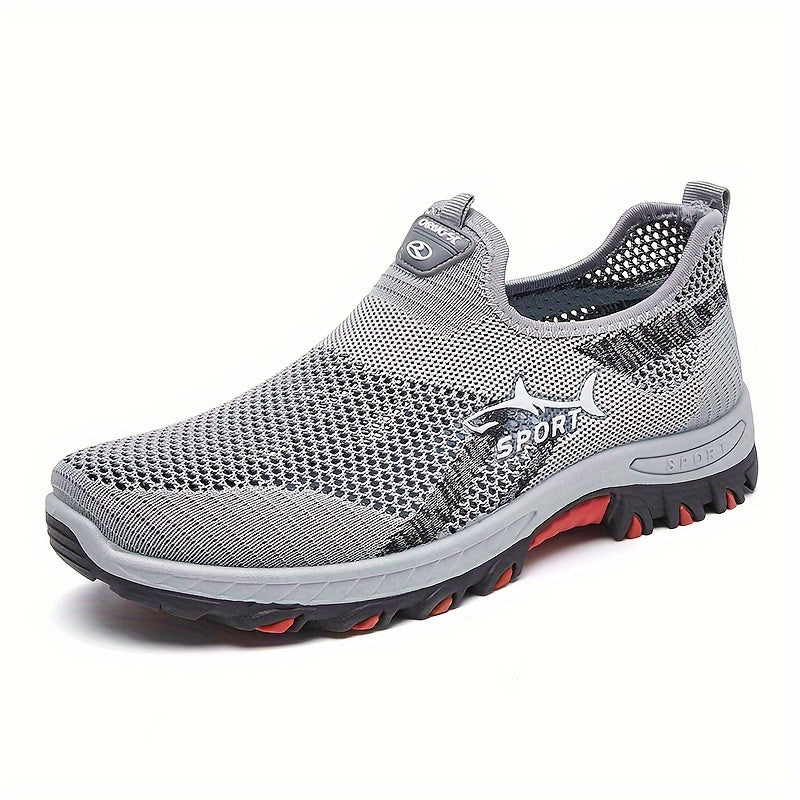 Tênis masculino de malha respirável, calçado esportivo slip-on