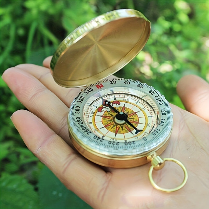 Bússola de sobrevivência de cobre com recursos que brilham no escuro - Resistente à água, visibilidade aprimorada para acampamentos e caminhadas - Ferramenta essencial para aventuras noturnas