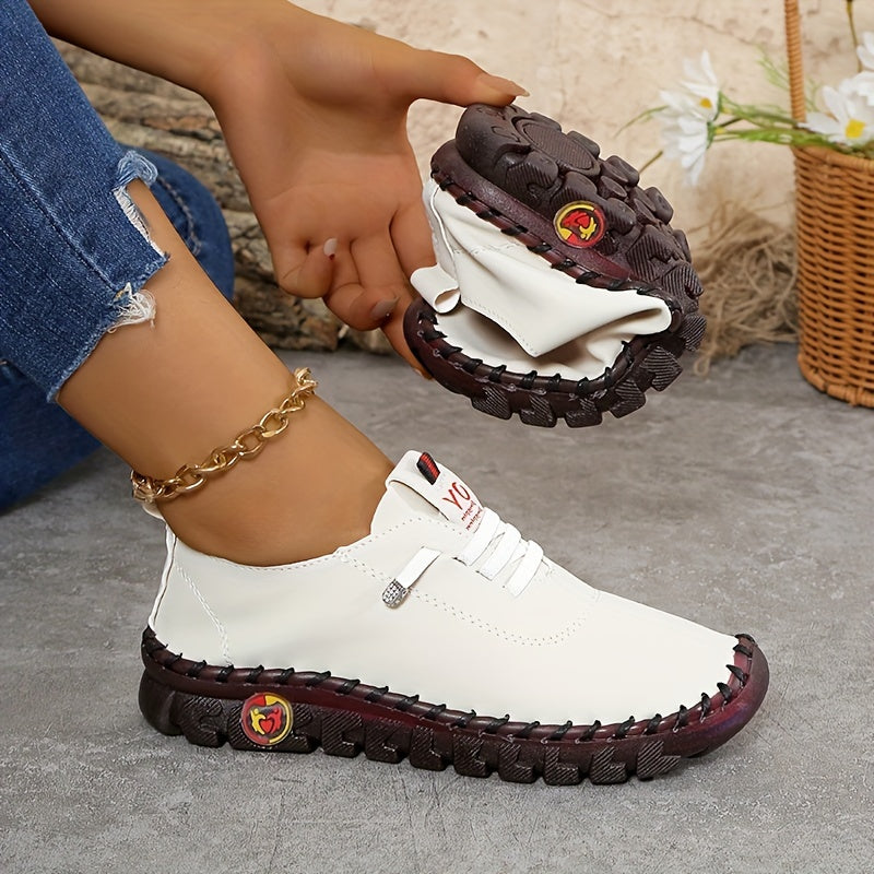 Tênis feminino casual de cor sólida, calçado leve e macio para caminhada, cano baixo e confortável para o dia a dia (tamanho grande)