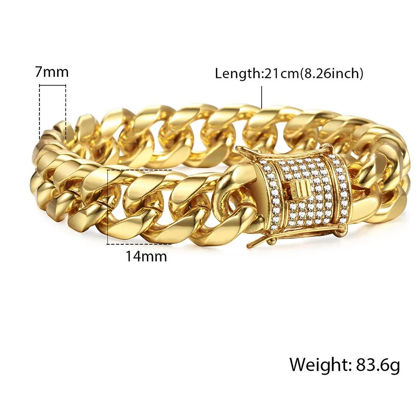 Pulseira cubana Miami Gold Curb