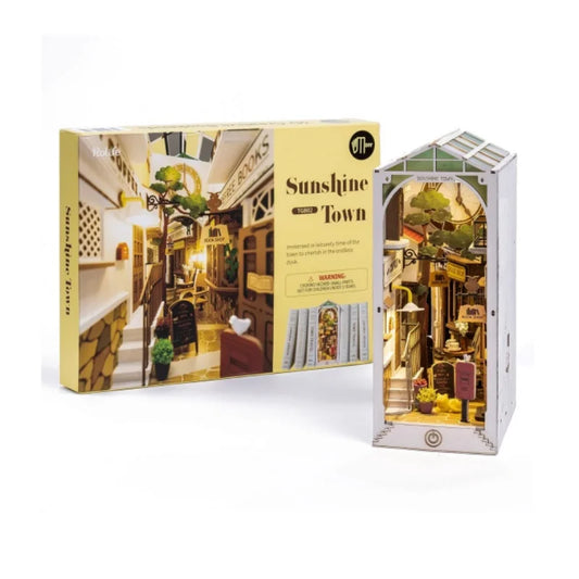 Book Nook Sunshine Town - Kit DIY Miniatura 3D com Iluminação LED