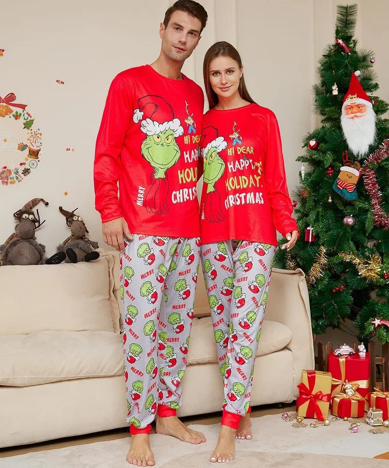 2024 natal combinando família pijamas natal, Grinch