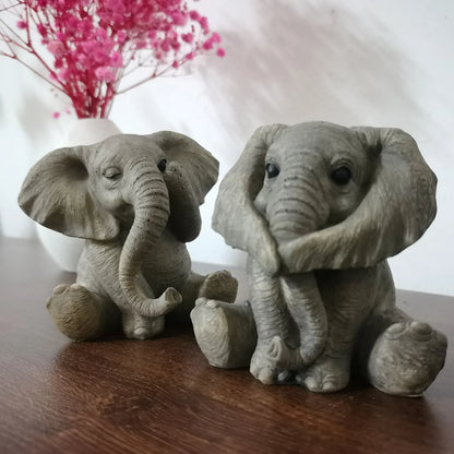 3 tipos de decoração de elefante bebê de resina Lucky Feng Shui Boneca elefante cinza Boneca elefante fofa criativa Decoração para casa