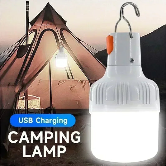 Lâmpada de emergência de 60 W para acampamento ao ar livre, suprimentos EDC, lâmpada LED recarregável USB para áreas externas, lanterna, caminhadas, esportes e entretenimento
