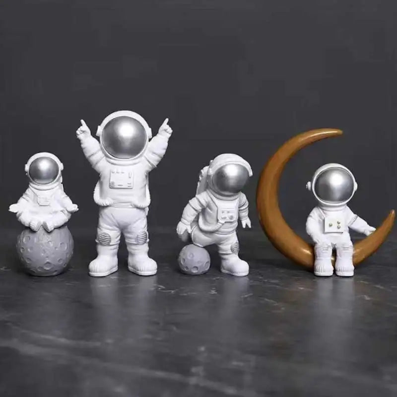 4 peças estátua de astronauta ornamento escultura de astronauta decoração de mesa para casa modelo de astronauta, decoração de carro