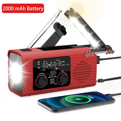 Rádio solar recarregável Rádio com luz LED Luz de emergência recarregável de mão Luz de emergência à prova d'água para aventuras ao ar livre