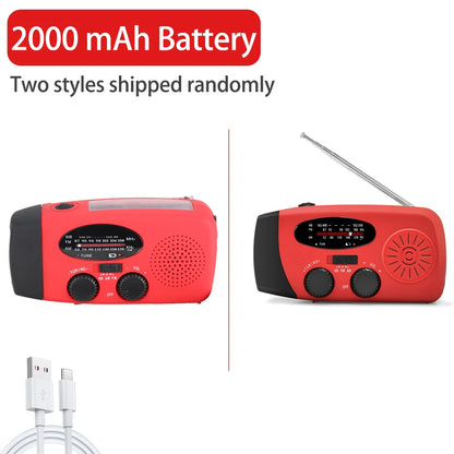 Rádio solar recarregável Rádio com luz LED Luz de emergência recarregável de mão Luz de emergência à prova d'água para aventuras ao ar livre