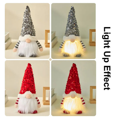 1~4 peças Boneco de Natal, Elfo Gnomo de Malha com Luz Noturna de Led, Decorações de Natal