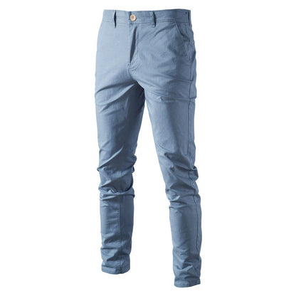 Calças masculinas casuais de algodão AIOPESON, cor sólida, slim fit, novas calças masculinas, primavera outono, calças clássicas de negócios de alta qualidade para homens