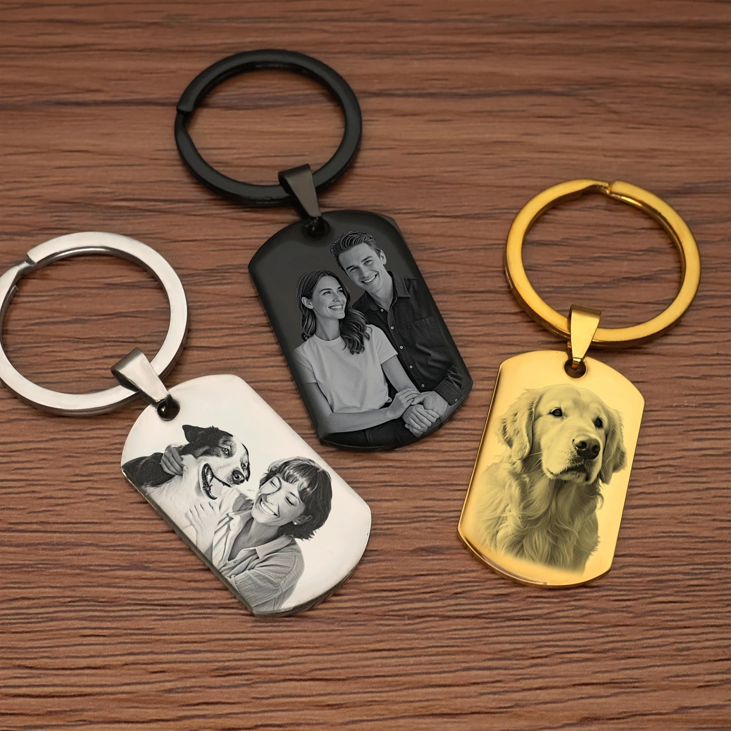 Chaveiro personalizado com foto e texto, chaveiro personalizado para casal, lembranças para animais de estimação, chaveiros para homens e mulheres.