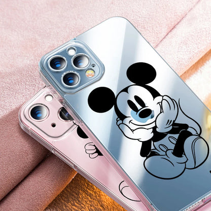 Capa de telefone transparente Disney Mickey Minnie Casal para Apple iPhone 15 14 13 12 11 SE XS XR X mini Plus Pro MAX