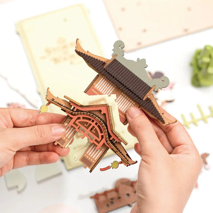 Book Nook Falling Sakura - Kit DIY Miniatura 3D com Iluminação LED