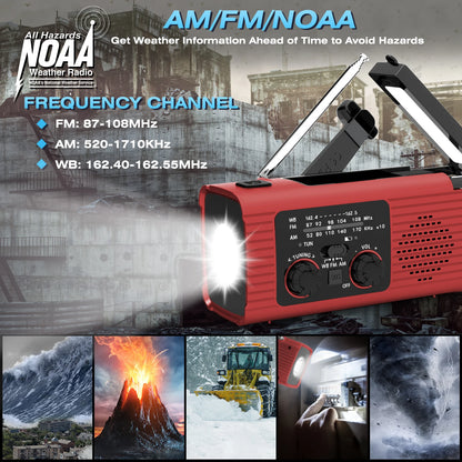 Rádio solar recarregável Rádio com luz LED Luz de emergência recarregável de mão Luz de emergência à prova d'água para aventuras ao ar livre