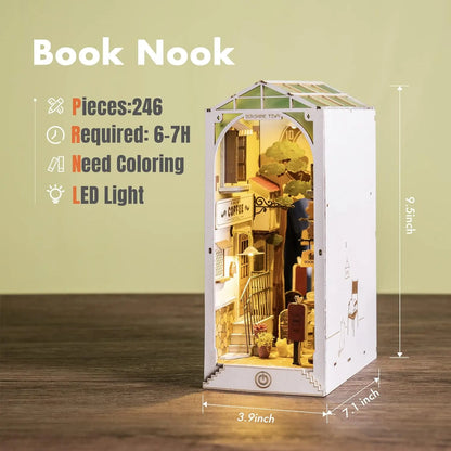Book Nook Sunshine Town - Kit DIY Miniatura 3D com Iluminação LED