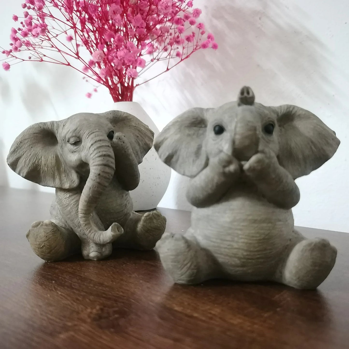 3 tipos de decoração de elefante bebê de resina Lucky Feng Shui Boneca elefante cinza Boneca elefante fofa criativa Decoração para casa