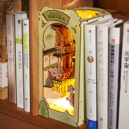 Book Nook Falling Sakura - Kit DIY Miniatura 3D com Iluminação LED
