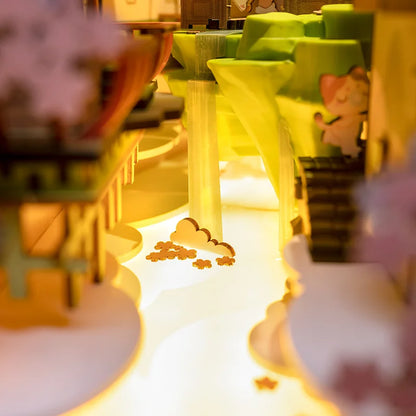 Book Nook Falling Sakura - Kit DIY Miniatura 3D com Iluminação LED