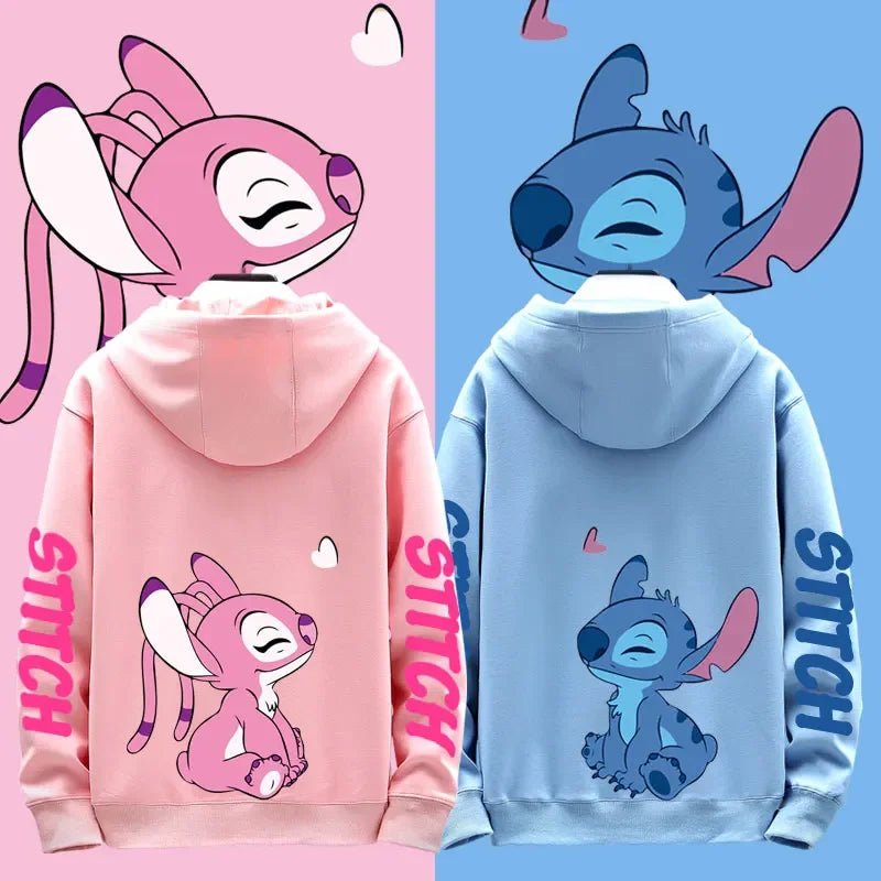 Roupas de casal da Disney, Stitch para homens e mulheres, moletons casuais, jaquetas e roupas com capuz