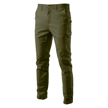 Calças masculinas casuais de algodão AIOPESON, cor sólida, slim fit, novas calças masculinas, primavera outono, calças clássicas de negócios de alta qualidade para homens