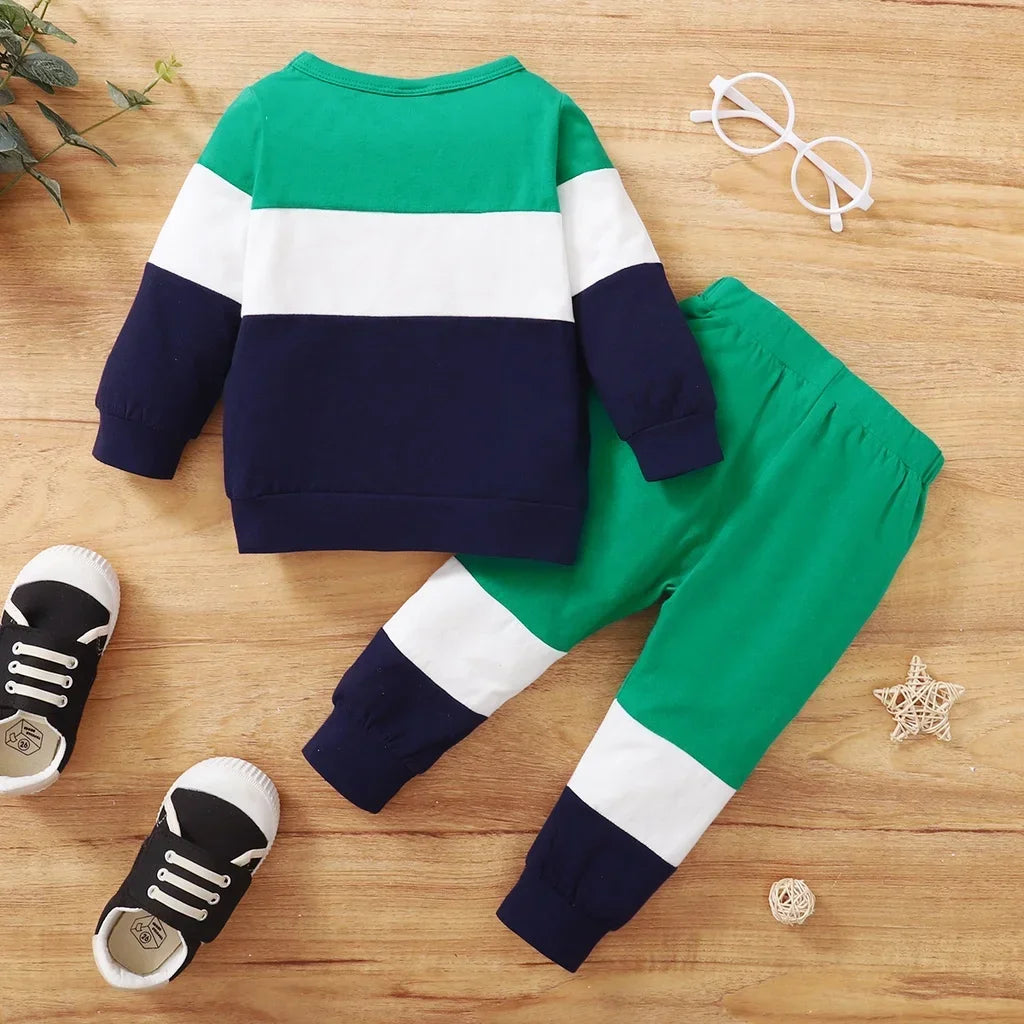 Conjunto de roupas para bebês de 0 a 2 anos, camiseta e calça de manga comprida, conjunto esportivo