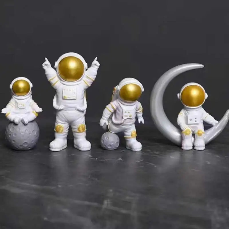 4 peças estátua de astronauta ornamento escultura de astronauta decoração de mesa para casa modelo de astronauta, decoração de carro