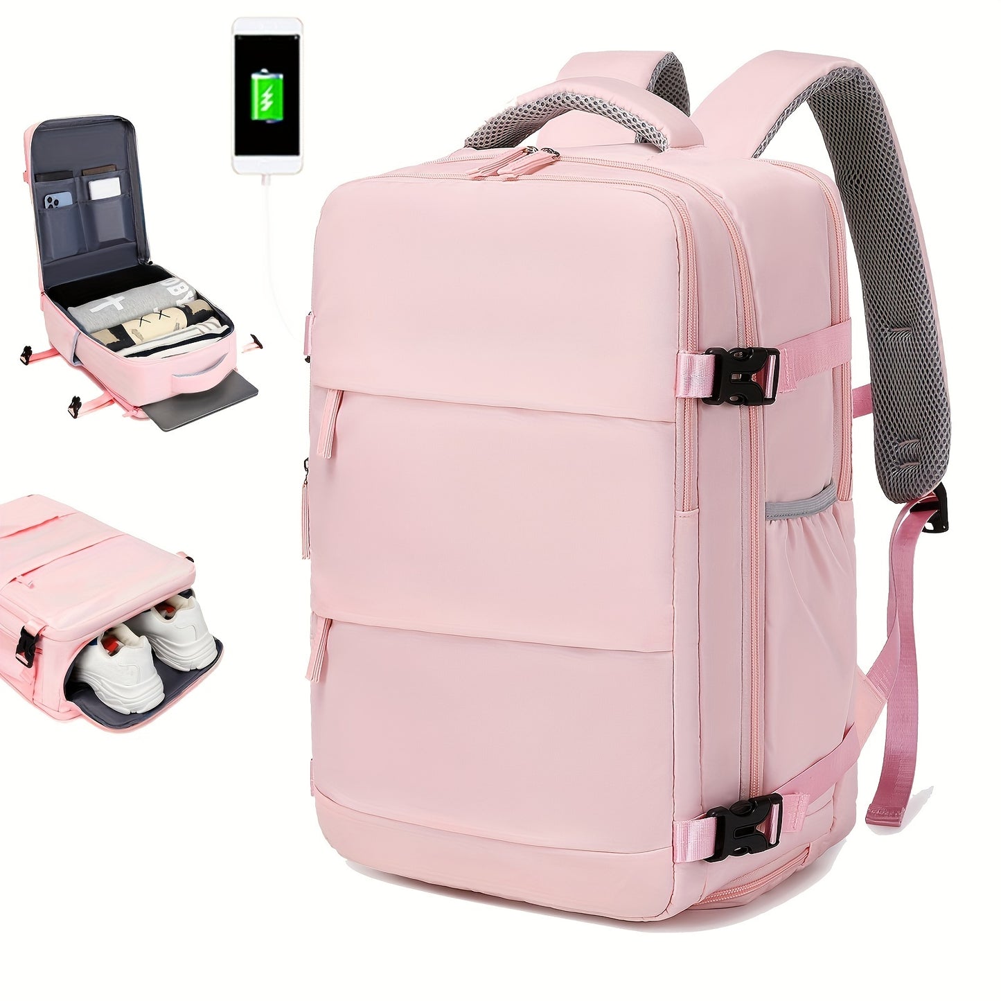 Mochila de viagem com compartimento para sapatos, mochila de computador de negócios de grande capacidade, mochila esportiva para viagens ao ar livre