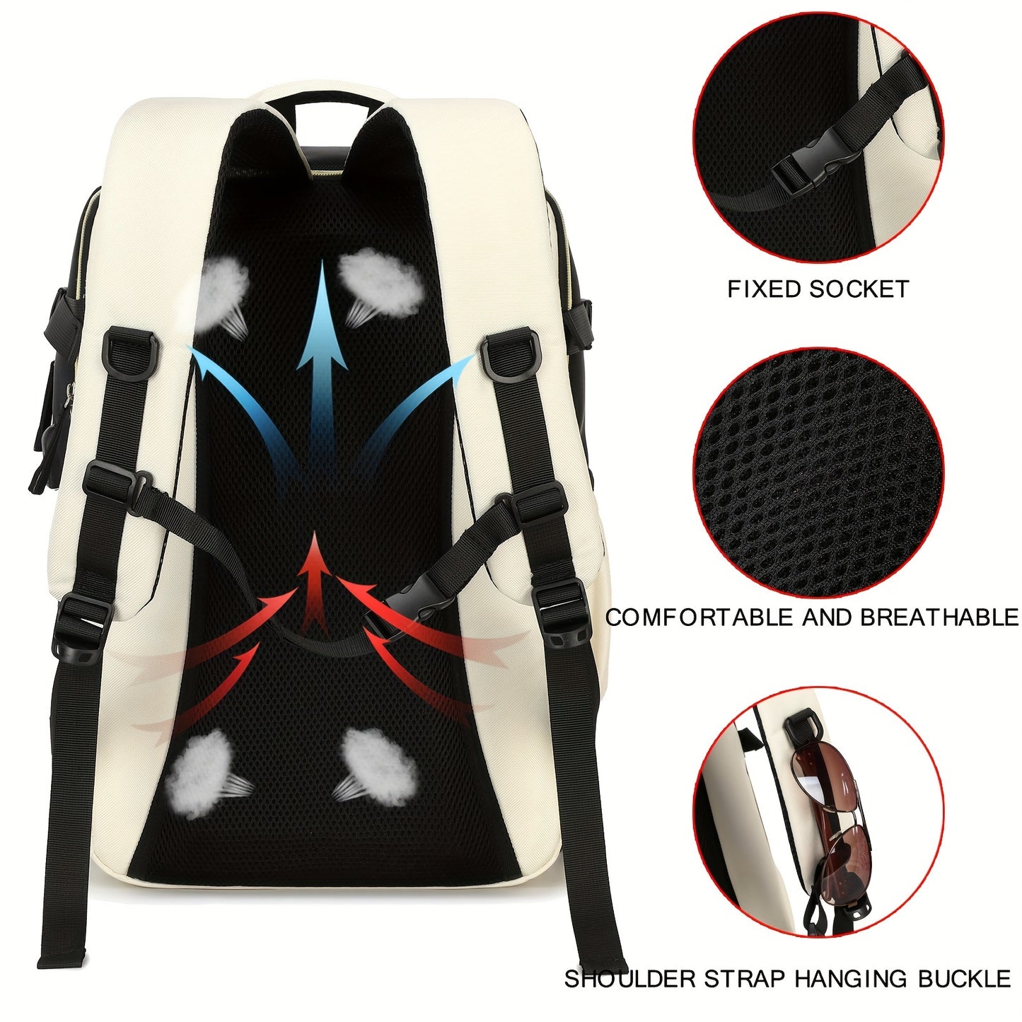 Mochila de viagem com compartimento para sapatos, mochila de computador de negócios de grande capacidade, mochila esportiva para viagens ao ar livre