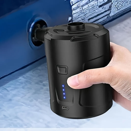 Bomba de ar elétrica recarregável via USB - Dispositivo de inflação compacto e sem fio para camping, portátil para almofadas infláveis, colchões de ar, barcos, boias de natação, feito com ABS durável e cobre