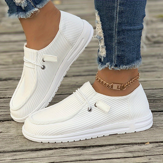 Tênis de skate feminino casual slip-on, cor sólida, sola de TPU antiderrapante, conforto para todas as estações, cabedal e interior de tecido, palmilha respirável